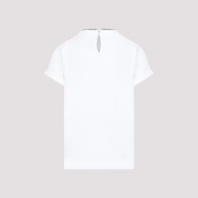 Brunello Cucinelli Stretch Cotton Jersey T-shirt With Precious Faux Layering In White