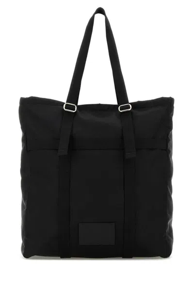 Jil Sander Black Fabric Shopping Bag In Black