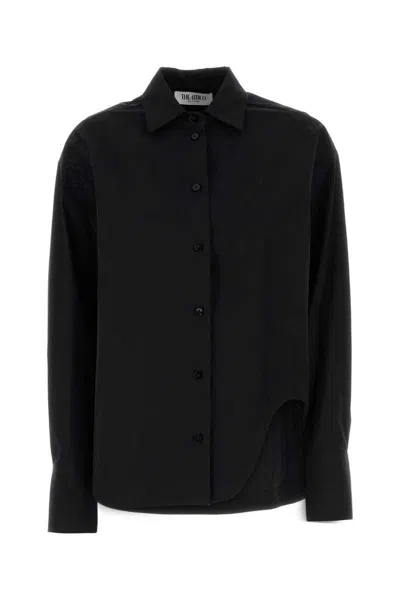 Attico Poplin Shirt Asymmetrical Hem In Black