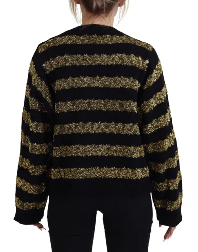 Dolce & Gabbana Black Gold D&g Crystal Cashmere Sweater In Black