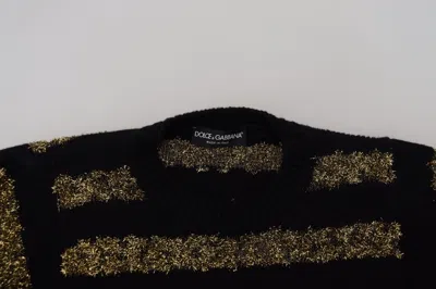 Dolce & Gabbana Black Gold D&g Crystal Cashmere Sweater In Black
