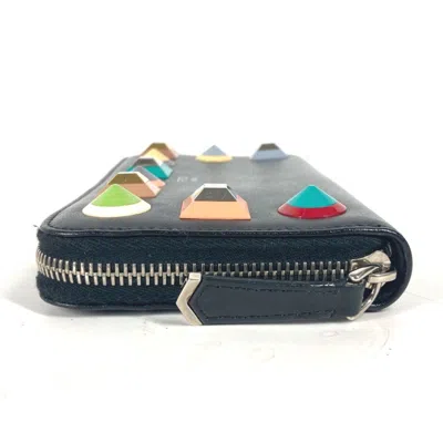 Pre-owned Fendi Black Multi-color Leather Long Wallet (bi-fold) () In Black, Multi-color