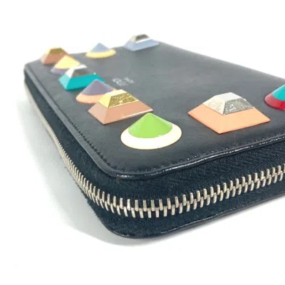 Pre-owned Fendi Black Multi-color Leather Long Wallet (bi-fold) () In Black, Multi-color