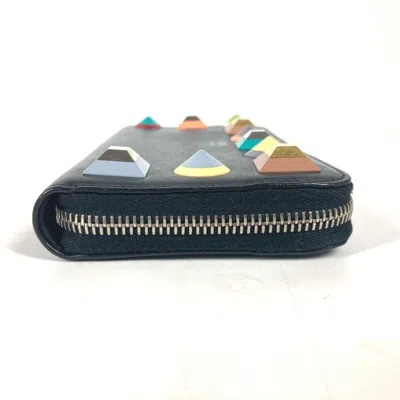 Pre-owned Fendi Black Multi-color Leather Long Wallet (bi-fold) () In Black, Multi-color