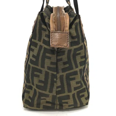 Pre-owned Fendi Zucca Black Brown Canvas Handbag Tote Bag () In Black, Brown