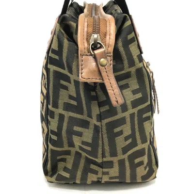 Pre-owned Fendi Zucca Black Brown Canvas Handbag Tote Bag () In Black, Brown
