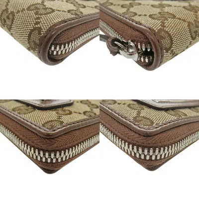 Pre-owned Gucci Beige Brown Gg Canvas Long Wallet (bi-fold) () In Beige, Brown