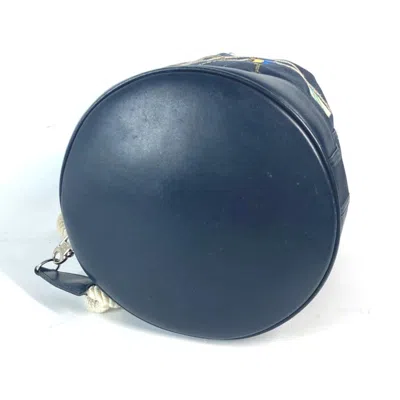 Pre-owned Gucci Navy Coated Canvas Leather Shoulder Bag ()