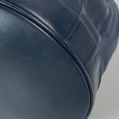 Pre-owned Gucci Navy Coated Canvas Leather Shoulder Bag ()