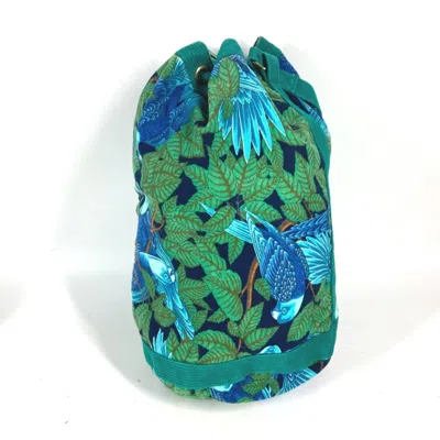 Pre-owned Hermes Blue Green Canvas Shoulder Bag () In Blue, Green