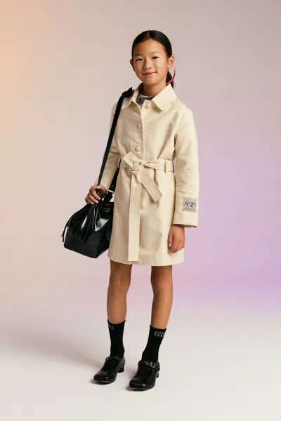 N°21 Cotton Trench Jacket With Bow In White
