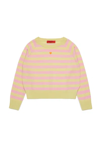 Max & Co Pullover Girocollo In Lana A Righe In Yellow