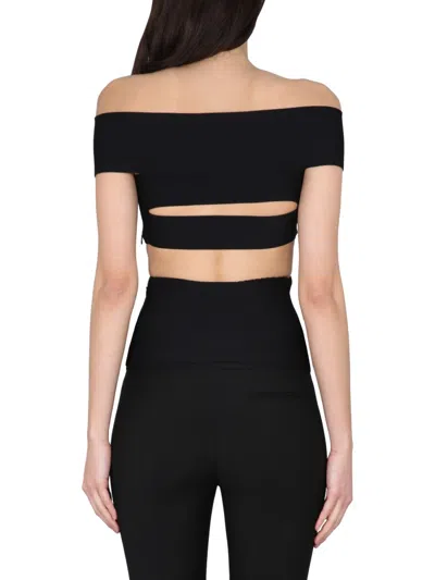 Alexander Mcqueen Cut-out Detail Top With Bare Shoulders In Black