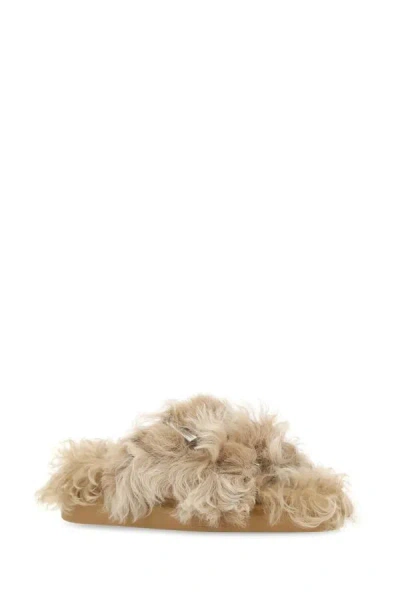 Alexander Mcqueen Beige Eco Fur Slippers