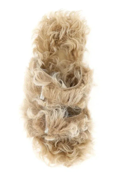 Alexander Mcqueen Beige Eco Fur Slippers