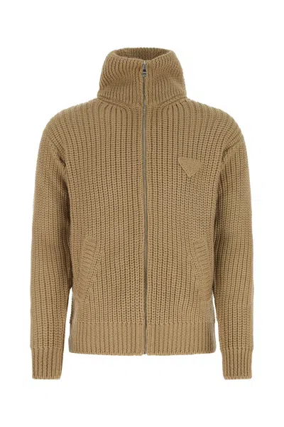 Prada Textured Alpaca Turtleneck Cardigan
