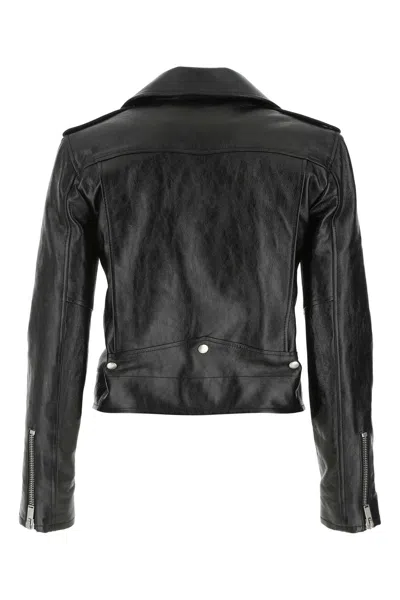 Saint Laurent Leather Jacket In Black