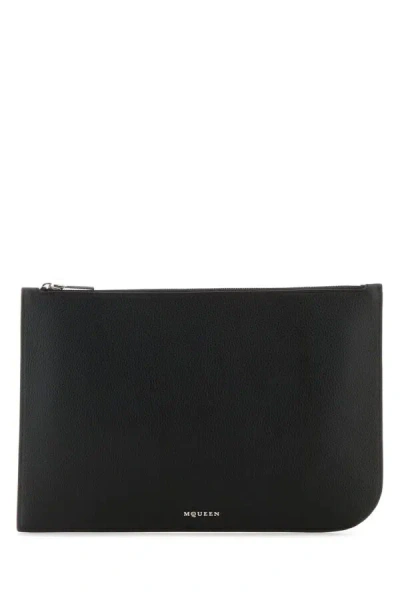 Alexander Mcqueen Black Leather Clutch Bag Small Leather Goods Black
