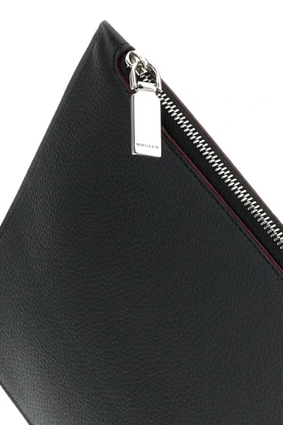 Alexander Mcqueen Black Leather Clutch Bag Small Leather Goods Black