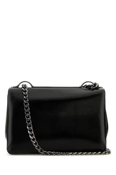 Valentino Black Leather Medium Vlogo Shoulder Bag