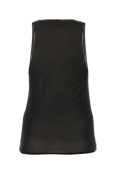 Saint Laurent Black Deep V Neck Tank Top