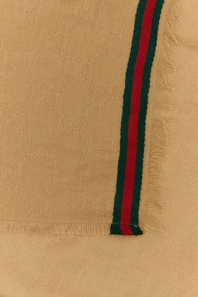 Gucci Camel Silk Blend Scarf