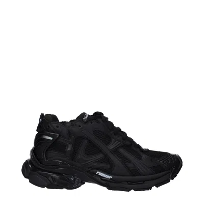 Balenciaga Futuristic Black Sneakers With Textured Overlays And Chunky Sole