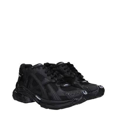 Balenciaga Futuristic Black Sneakers With Textured Overlays And Chunky Sole