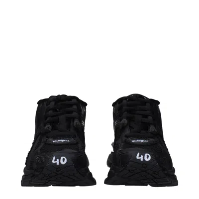 Balenciaga Futuristic Black Sneakers With Textured Overlays And Chunky Sole