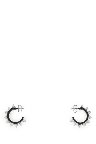 Amina Muaddi Metallic Karma Earrings Adorned With Intricate Embellishments