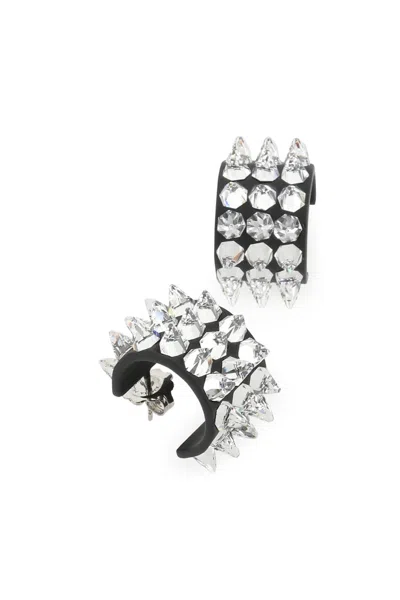 Amina Muaddi Metallic Karma Earrings Adorned With Intricate Embellishments