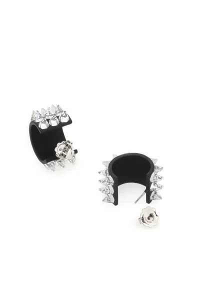 Amina Muaddi Metallic Karma Earrings Adorned With Intricate Embellishments
