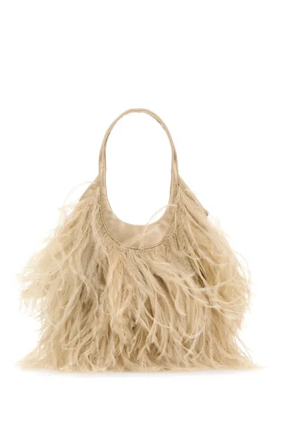 Miu Miu Feather-detail Satin Handbag