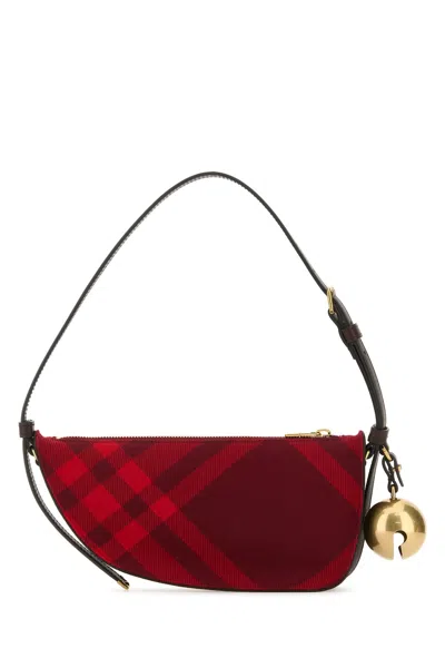 Burberry Women Embroidered Canvas Mini Shield Shoulder Bag In Red