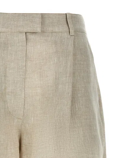 Shop Brunello Cucinelli Linen Shorts Bermuda And Short Beige
