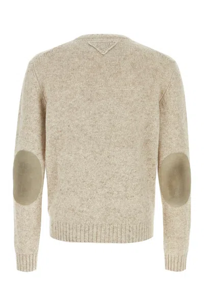Prada Crew Neck Cashmere Sweater With Elbow Patches