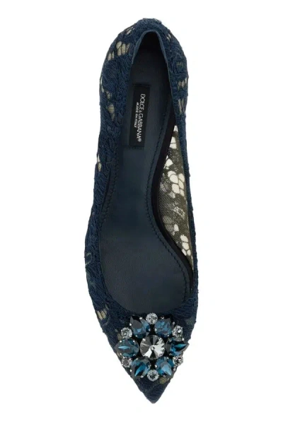 Dolce & Gabbana Scarpe Con Tacco In Pizzo Blu Notte Donna