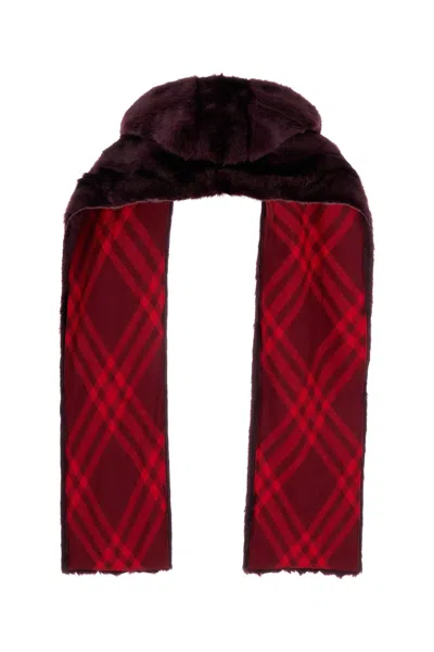 Burberry Maroon Fur Hood Scarf