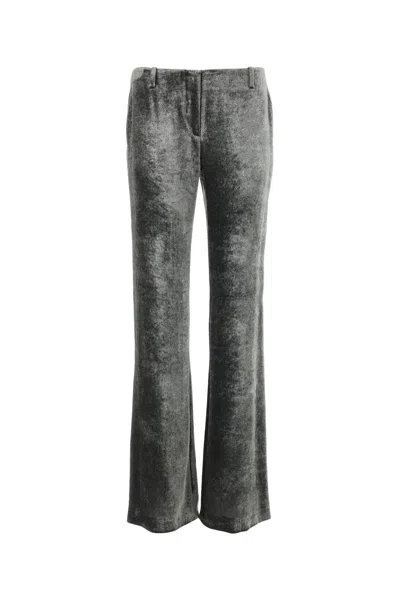 Alberta Ferretti Alberta Ferreti Silver Velvet Wide-leg Pant In Gray