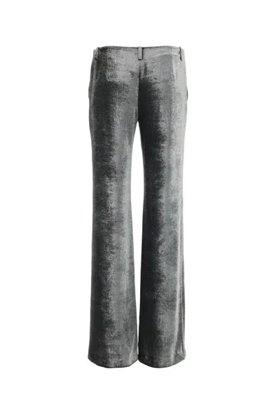 Alberta Ferretti Alberta Ferreti Silver Velvet Wide-leg Pant In Gray