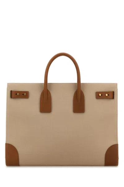 Saint Laurent Two-tone Canvas And Leather Large Sac De Jour Handbag