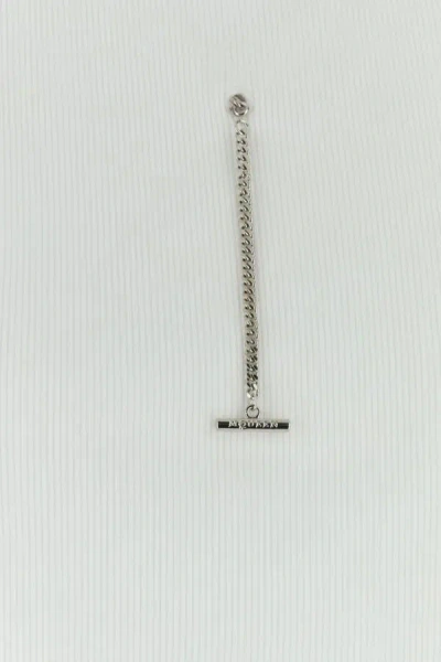 Alexander Mcqueen Ribbed Tank Top With Chain Closure In White