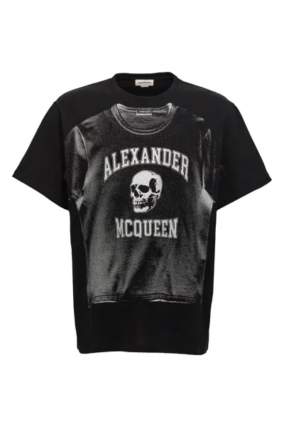 Alexander Mcqueen Logo Print T-shirt In Black