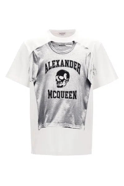 Alexander Mcqueen Printed Compact Cotton T-shirt In Multicolor