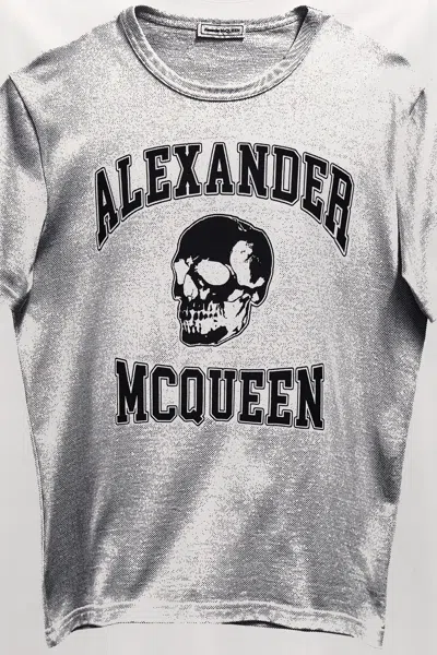 Alexander Mcqueen Printed Compact Cotton T-shirt In Multicolor
