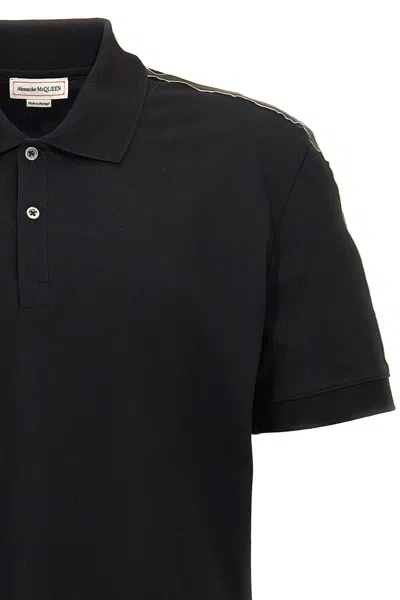 Alexander Mcqueen Organic Cotton Piquet Polo Shirt In Black
