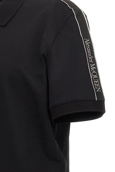 Alexander Mcqueen Organic Cotton Piquet Polo Shirt In Black
