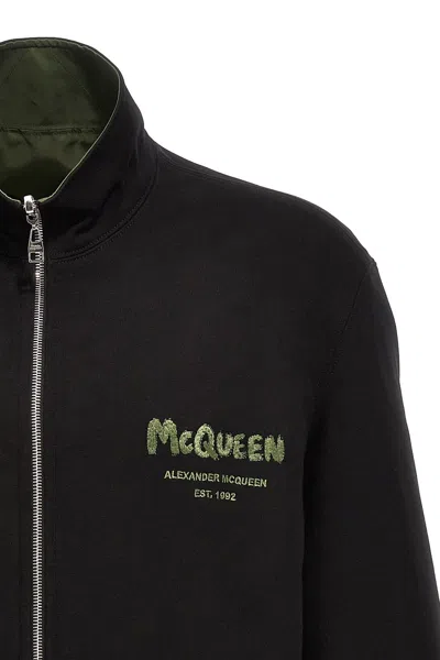 Alexander Mcqueen Graffiti Reversible Jacket In Green