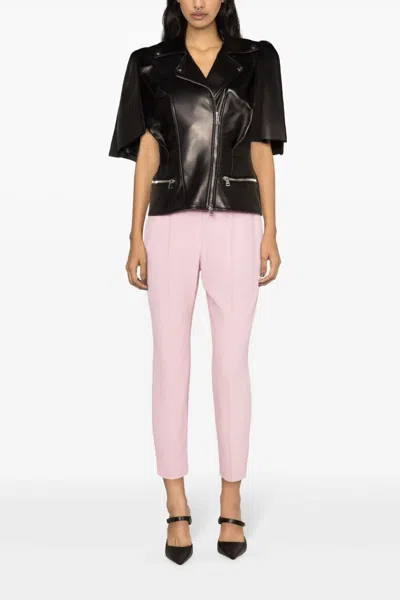 Alexander Mcqueen Women Sleeveless Leather Jacket With Knotted Drapery In Black