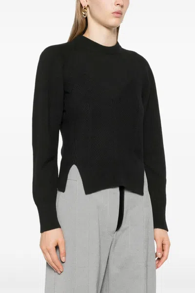 Alexander Mcqueen Chevron Corset Sweater In Wool In Black
